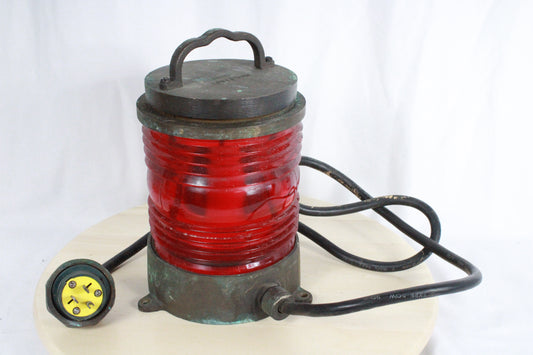 Appleton Bronze Marine Navigation Lantern with Red Fresnel Lens