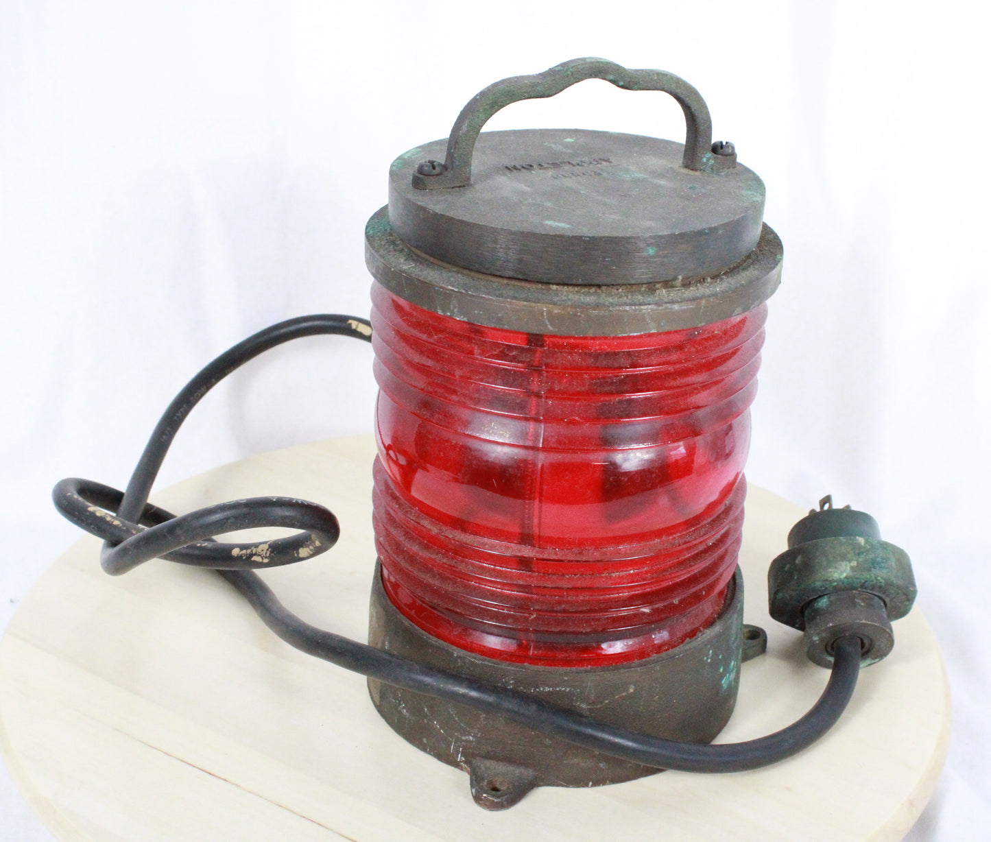 Appleton Bronze Marine Navigation Lantern with Red Fresnel Lens