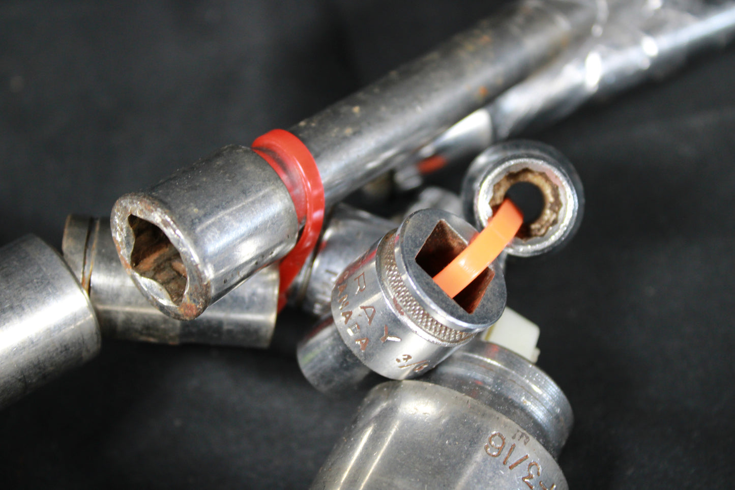 Assorted Vintage Gray Canada Mixed Drive Socket and Extension Set