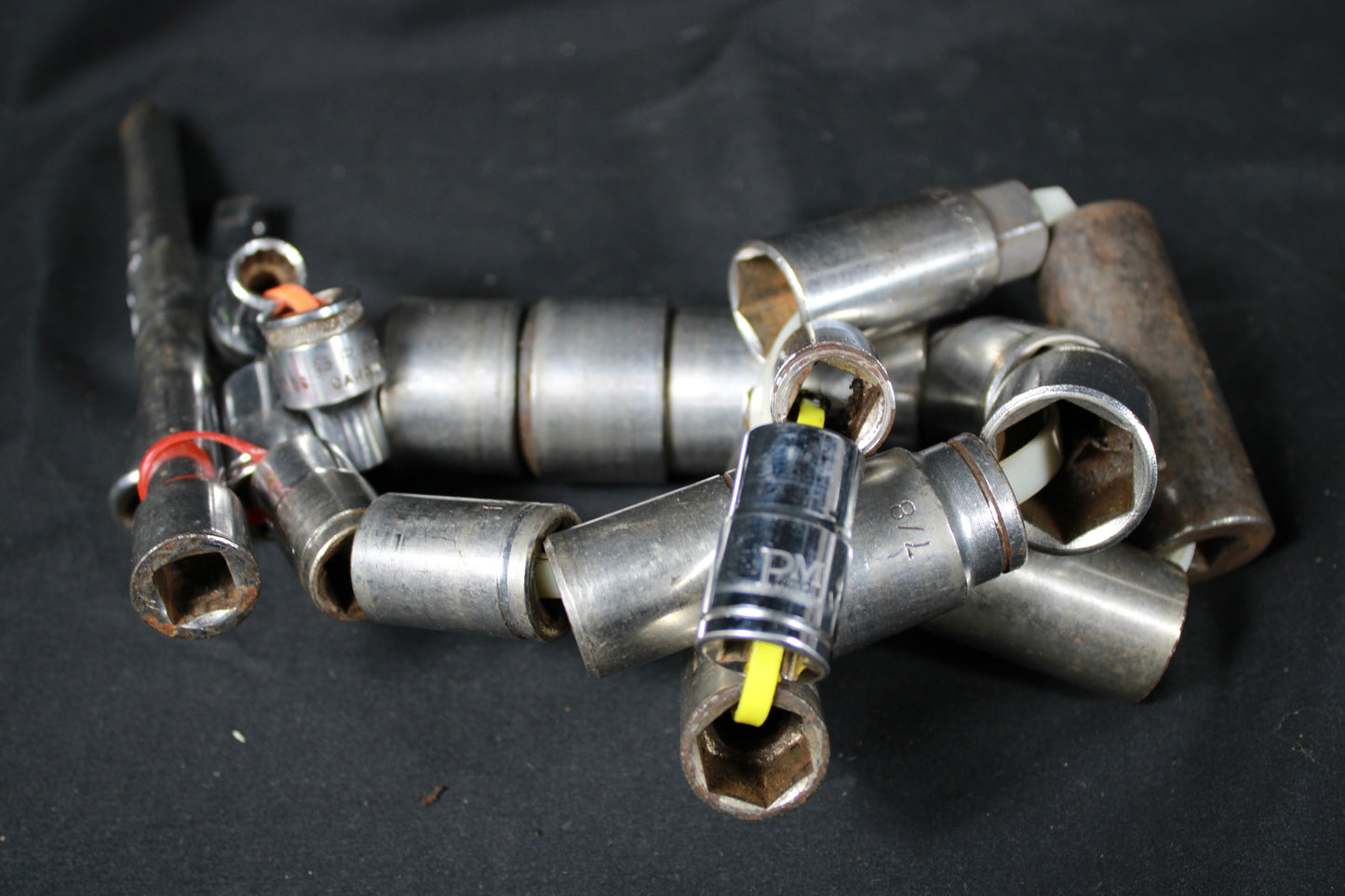 Assorted Vintage Gray Canada Mixed Drive Socket and Extension Set