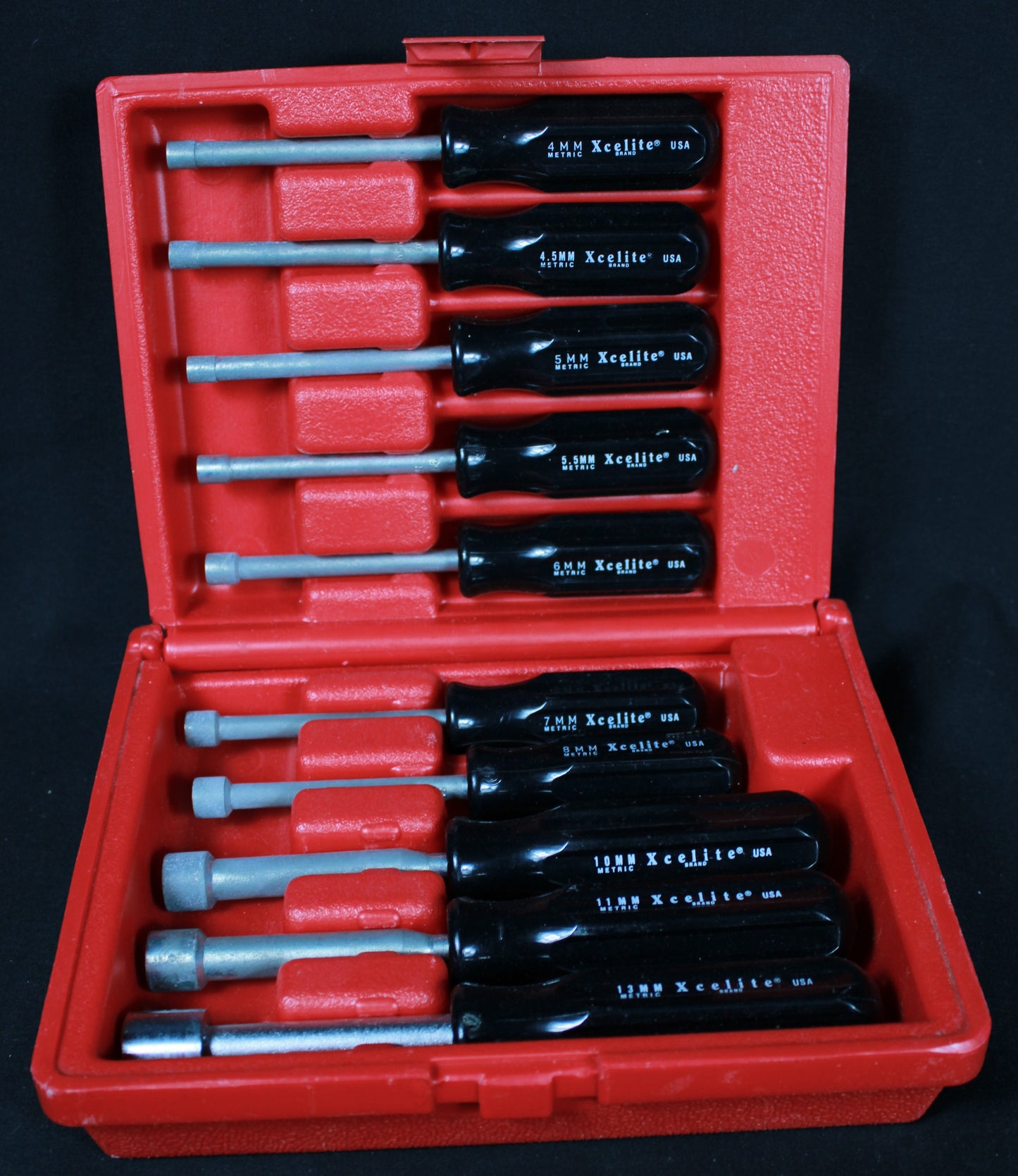 Xcelite 10-Piece Metric Nutdriver Set 4mm-13mm with Storage Case - Made in USA