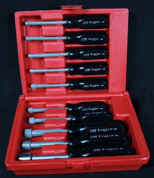 Xcelite 10-Piece Metric Nutdriver Set 4mm-13mm with Storage Case - Made in USA