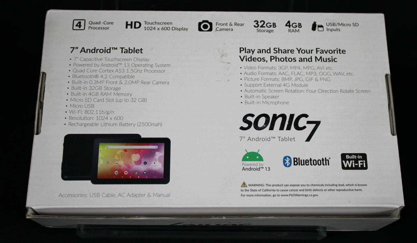 SuperSonic Sonic 7" Android 13 Tablet (SC-3107) - 32GB Storage, 4GB RAM
