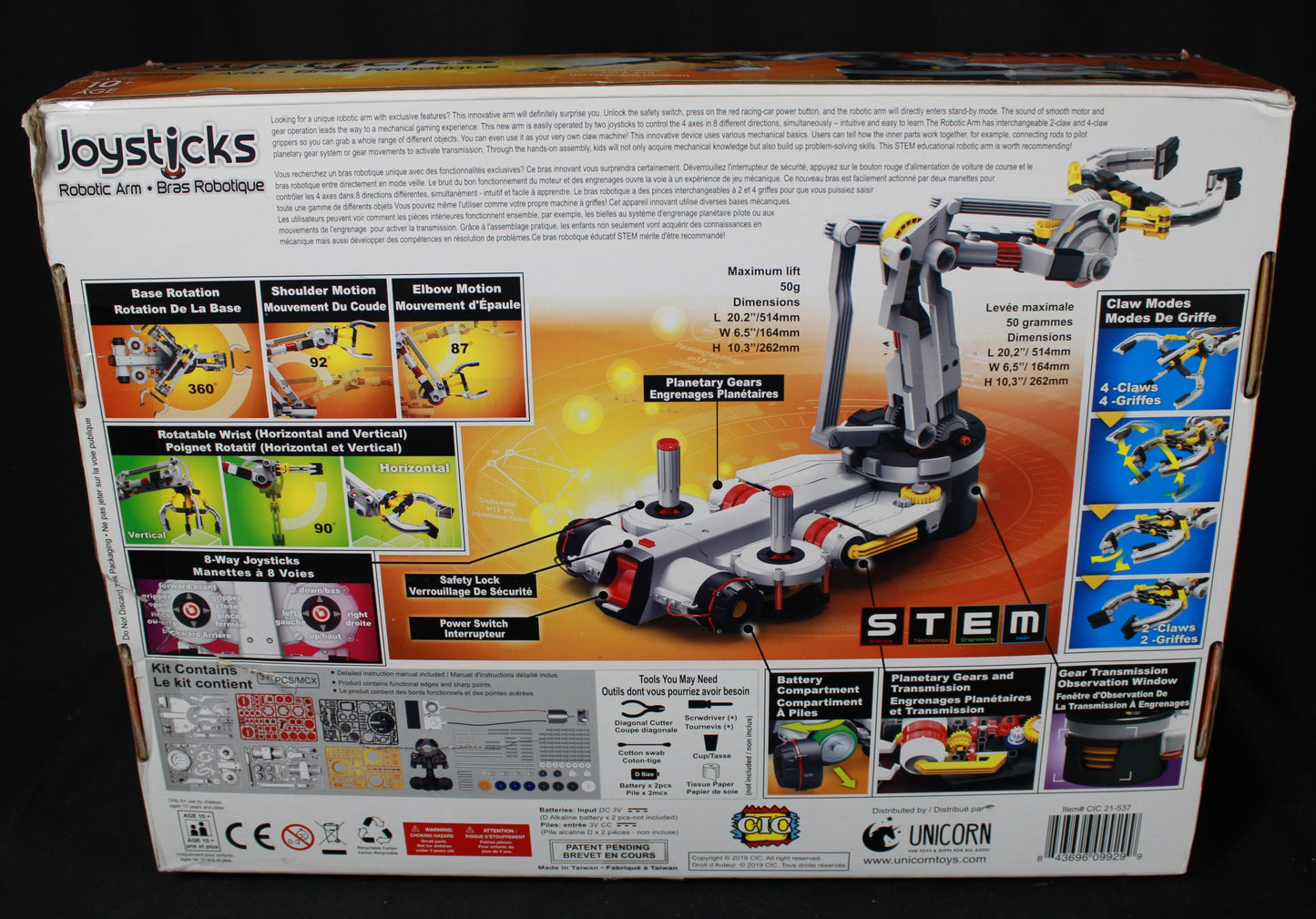 CIC Joysticks Robotic Arm - Complete 4-Axis STEM Engineering Kit