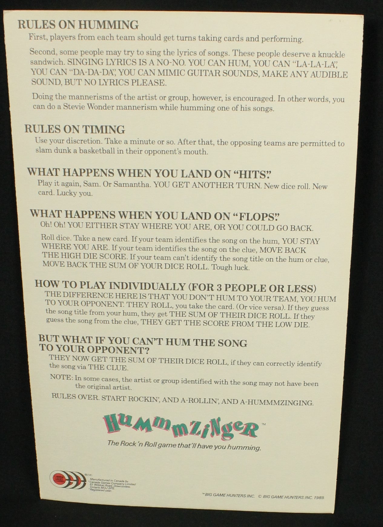 Hummmzinger Board Game