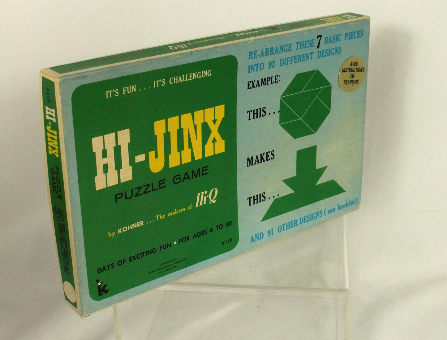 Vintage Kohner Puzzle Game Lot – Hexed, Hi-Jinx, Kwazy Quilt – 1970s Brain Teasers
