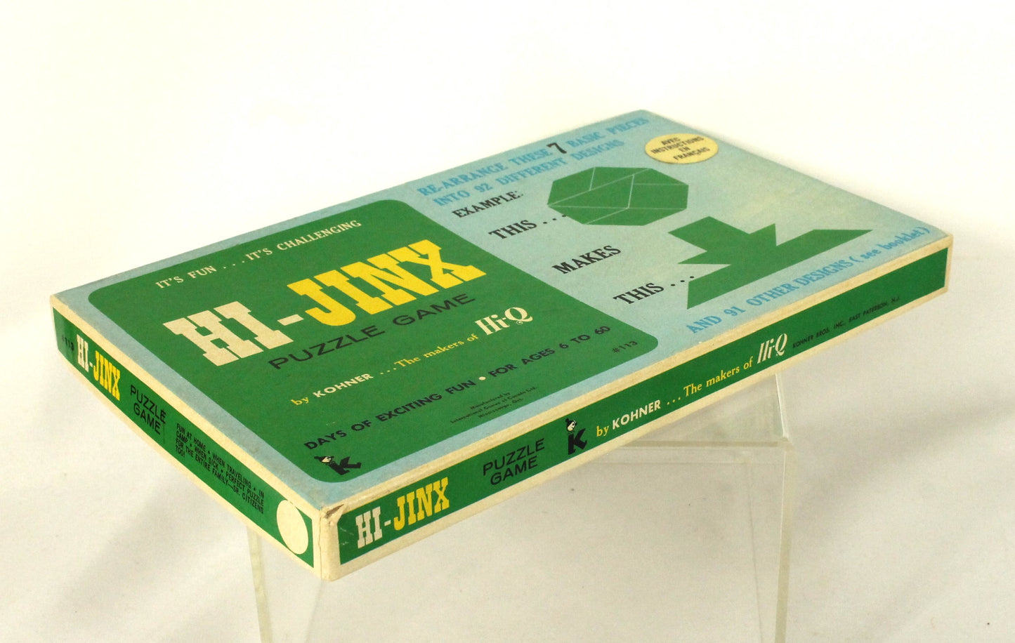 Vintage Kohner Puzzle Game Lot – Hexed, Hi-Jinx, Kwazy Quilt – 1970s Brain Teasers
