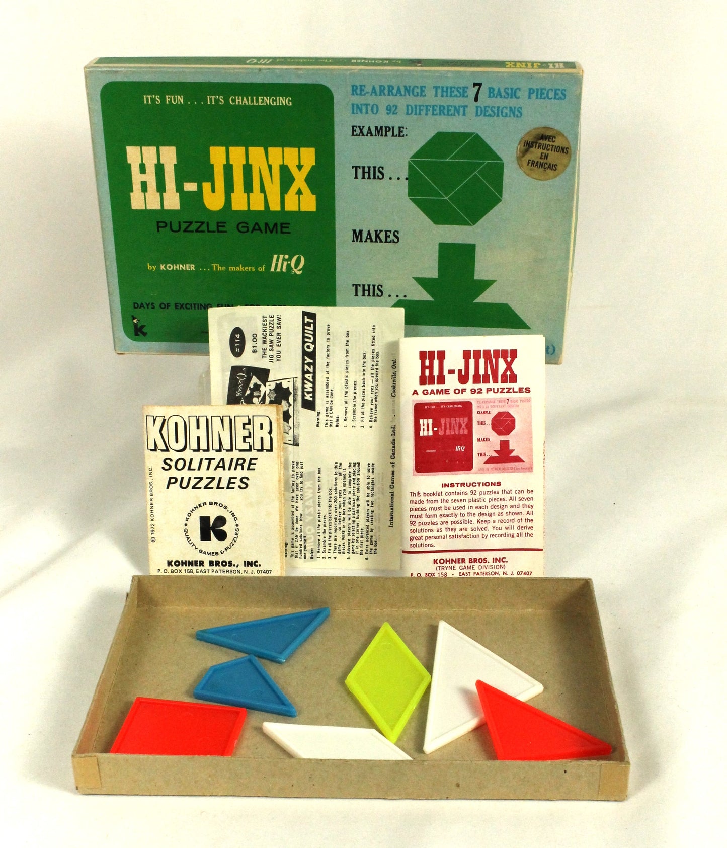 Vintage Kohner Puzzle Game Lot – Hexed, Hi-Jinx, Kwazy Quilt – 1970s Brain Teasers