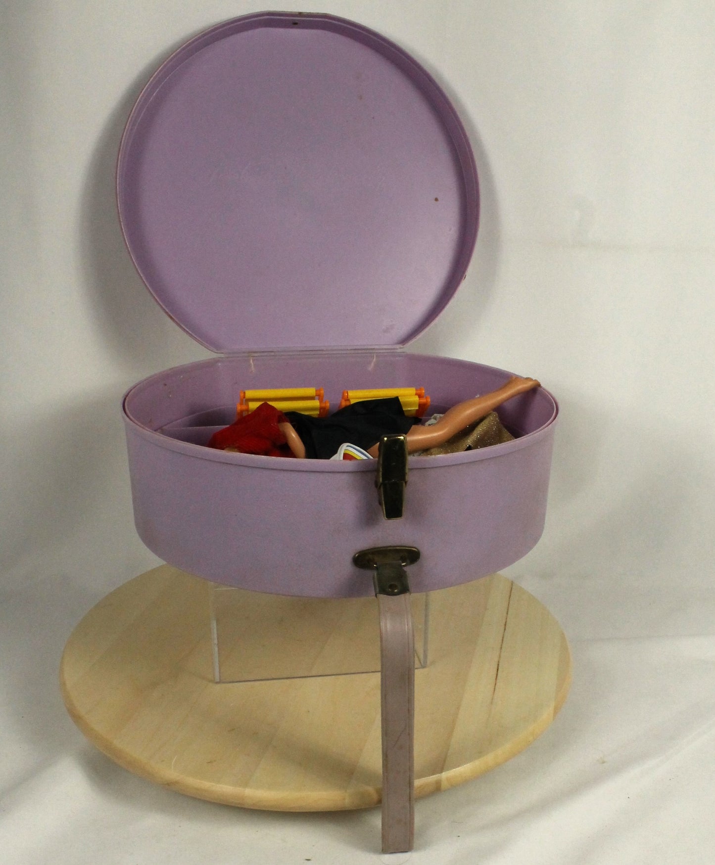 Vintage 1968 Barbie Doll with Assorted Clothes Lot & Purple Carrying Case