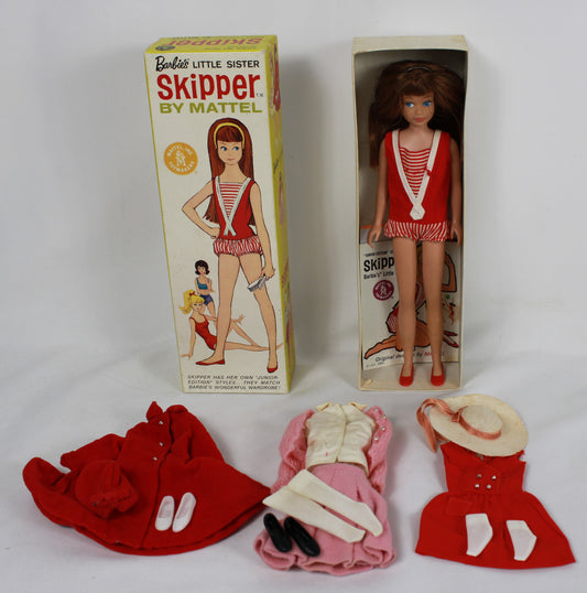 Vintage 1964 Barbie's Little Sister Skipper Doll with Box and Accessories