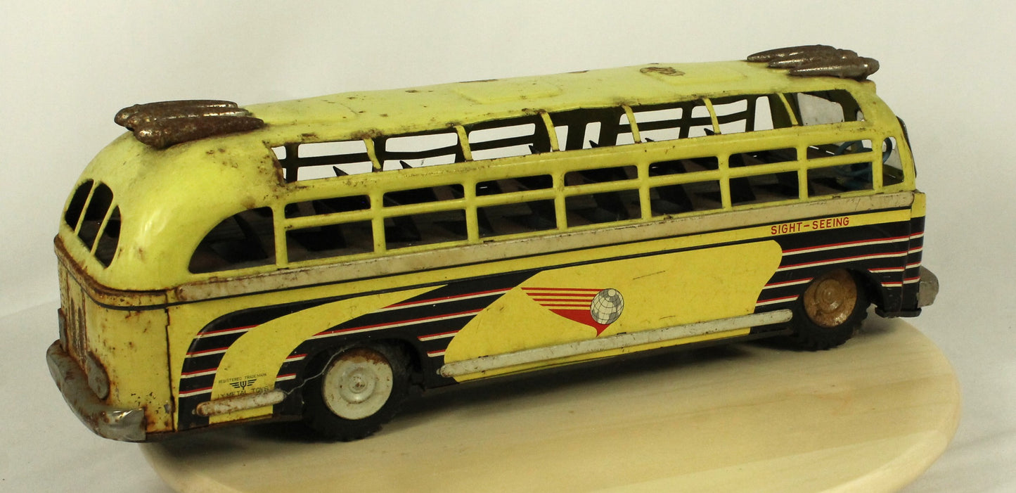 Vintage Tin Sight-Seeing Tour Bus Toy
