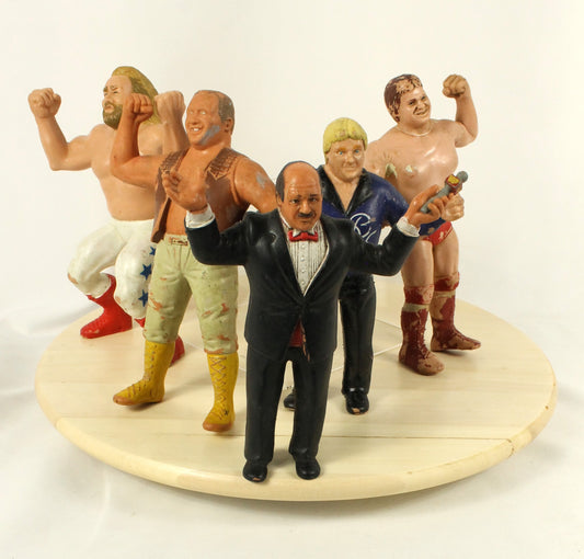 Vintage WWF Wrestling Figures Lot – Mean Gene Okerlund, Wrestlers – 1980s Collectibles