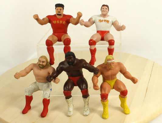 Vintage WWF Thumb Wrestling Figures Lot – Featuring Hogan, Piper, Sheik, Volkoff & Junkyard Dog