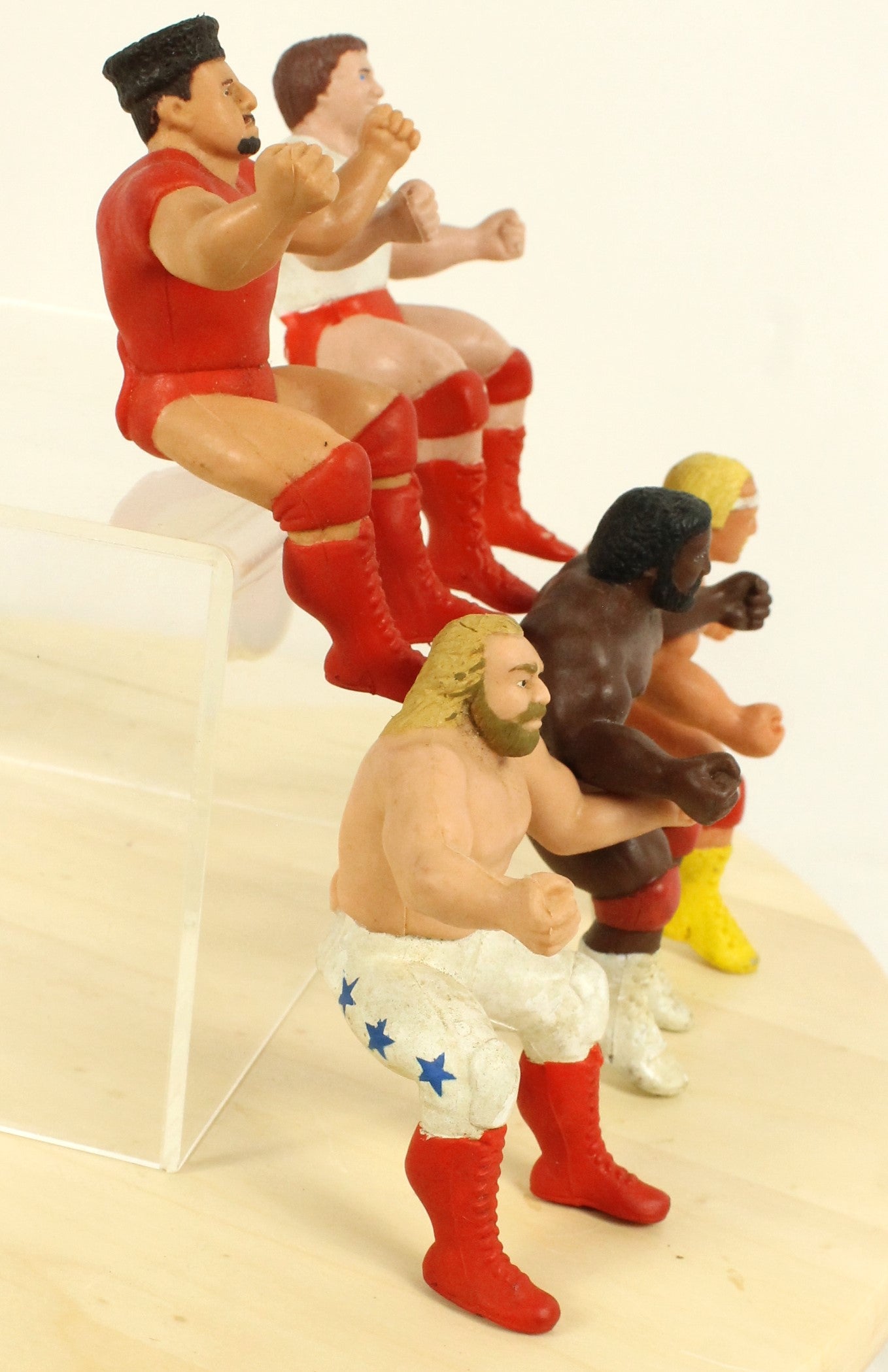 Vintage WWF Thumb Wrestling Figures Lot – Featuring Hogan, Piper, Sheik, Volkoff & Junkyard Dog